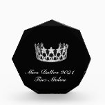 Pageant Acrylic Award<br><div class="desc">Acrylic award shown in the octagonal shape and is in black with a pageant queens crown. 
Shown medium size
Customize and change the name and title to yours.</div>