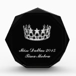 Pageant Acrylic Award<br><div class="desc">Acrylic award shown in the octagonal shape and is in black with a pageant queens crown. Customize and change the name and title to yours.</div>