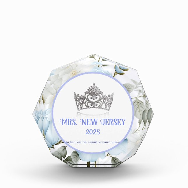 Pageant Acrylic Award Blue Floral (Front)