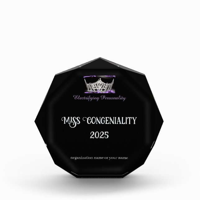 Pageant Acrylic Award Congeniality Custom (Front)