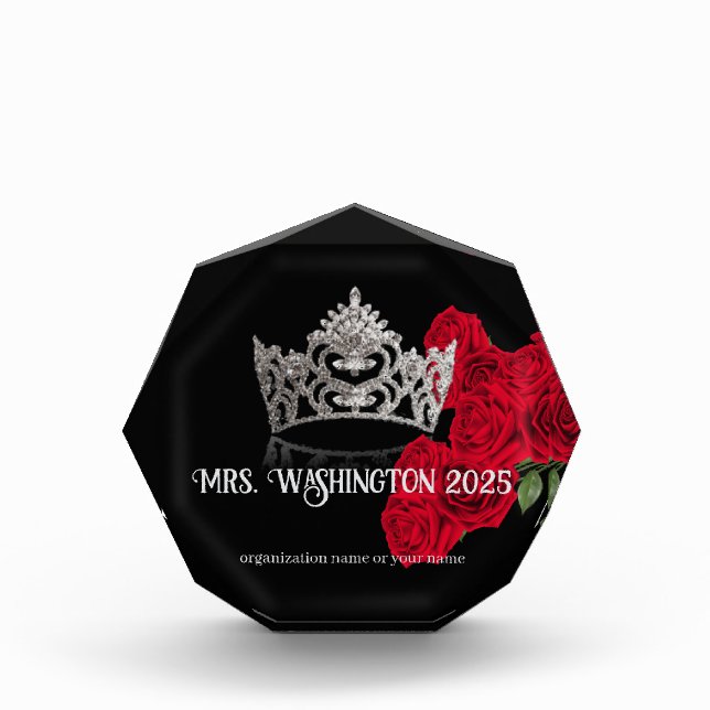 Pageant Acrylic Award Roses and Crown (Front)