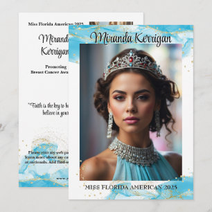 Pageant Autograph Card Blue Sparkle Glitter Design