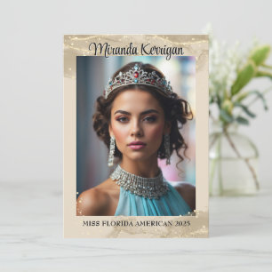 Pageant Autograph Card Gold Sparkle Glitter Design