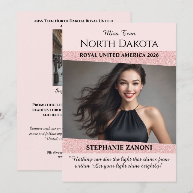 Pageant Autograph Card Rose Gold Glam Contestant (Front/Back)
