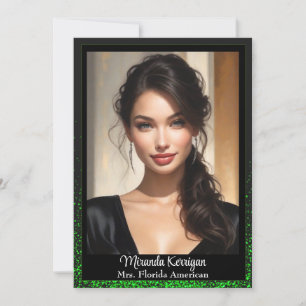 Pageant Autograph Cards Green Glitter Sparkle