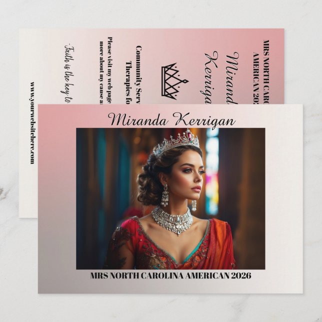 Pageant Autograph Cards Pink Glam Horizontal (Front/Back)