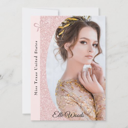 Pageant Autograph Cards _ Rose Gold Glitter Border