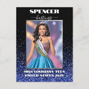 Pageant Autograph Postcard Blue Glitter Promo Card