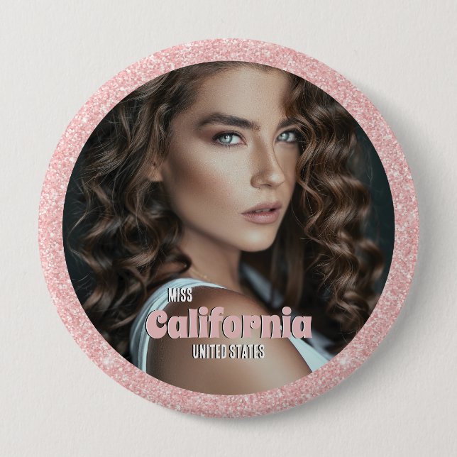 Pageant Button Pin | Rose Gold Glitz (Front)
