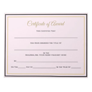 Pageant Certificates-Award Notepad