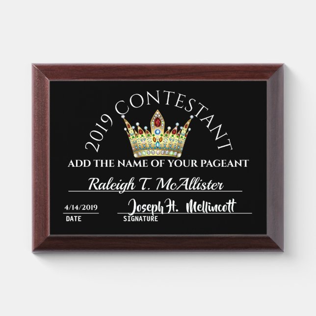 Pageant Contestant 2 Award Plaque (Horizontal)