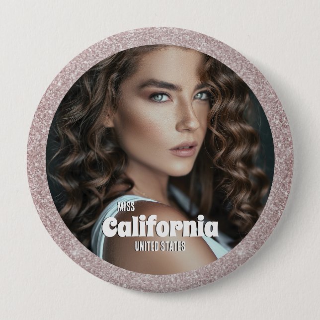 Pageant Contestant Button - Photo Name Pin (Front)