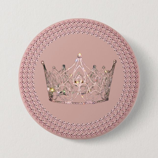 Pageant Crown Button - Rose Gold Glam (Front)