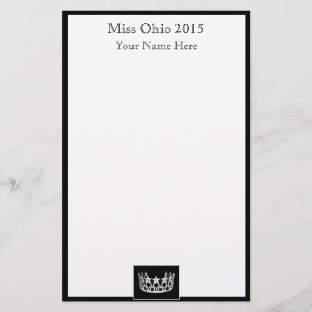 Pageant Crown & Custom Name Stationery Sheets (Front)