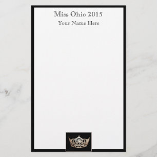 Pageant Crown & Custom Name Stationery Sheets