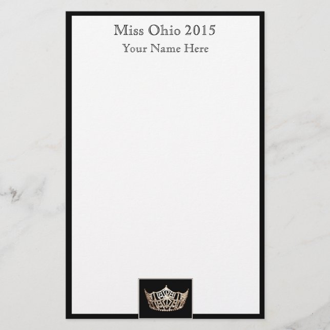 Pageant Crown & Custom Name Stationery Sheets (Front)