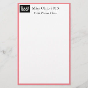 Pageant Crown & Custom Name Stationery Sheets