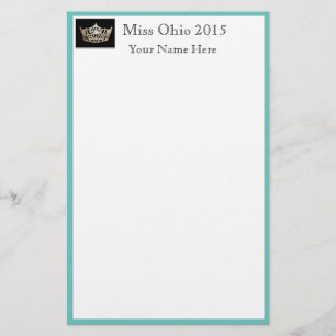 Pageant Crown & Custom Name Stationery Sheets