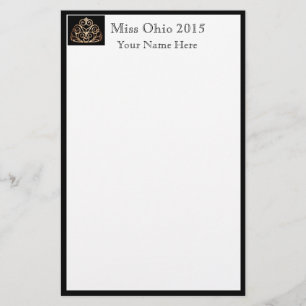 Pageant Crown & Custom Name Stationery Sheets