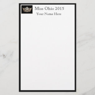 Pageant Crown & Custom Name Stationery Sheets