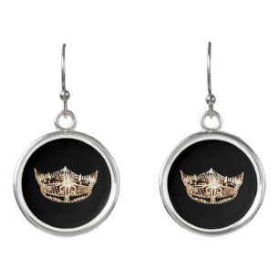 Pageant Crown Dangle Drop Earrings