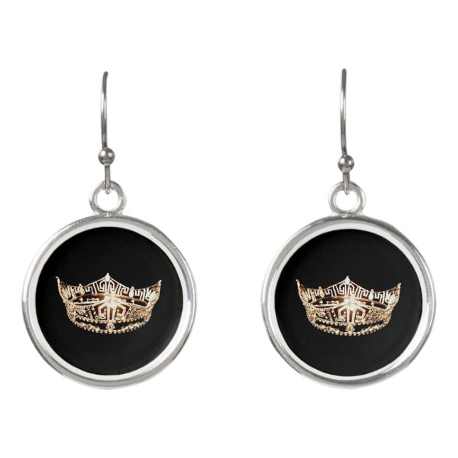 Pageant Crown Dangle Drop Earrings (Front)