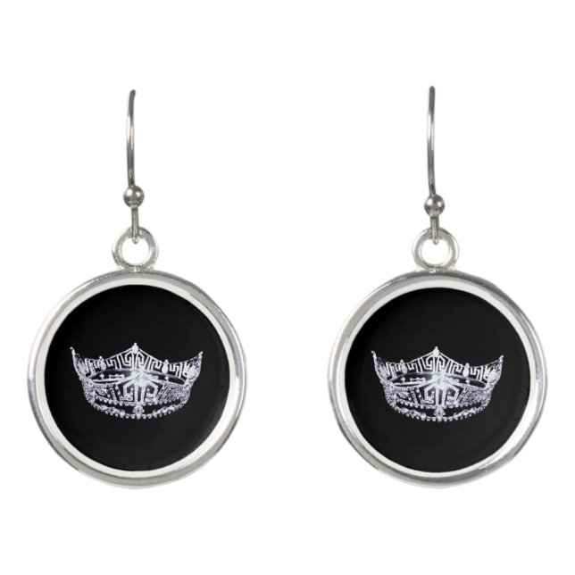 Pageant Crown Dangle Drop Earrings (Front)