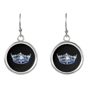 Pageant Crown Dangle Drop Earrings