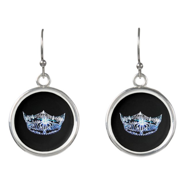 Pageant Crown Dangle Drop Earrings (Front)