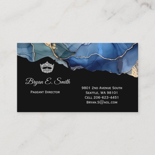 Pageant Crown Ink Swirl Business Card (Front)