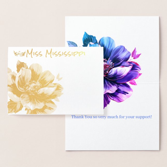 Pageant Crown & Magnolia Gold Foil Thank You Card (Display)