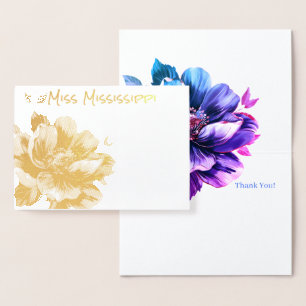 Pageant Crown & Magnolia Gold Foil Thank You Card