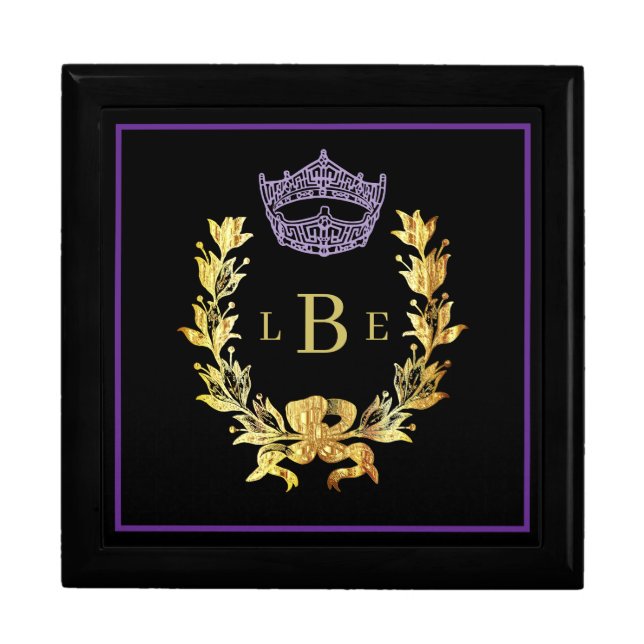 Pageant Crown Men's Women's Monogram Jewerly Box (Front)