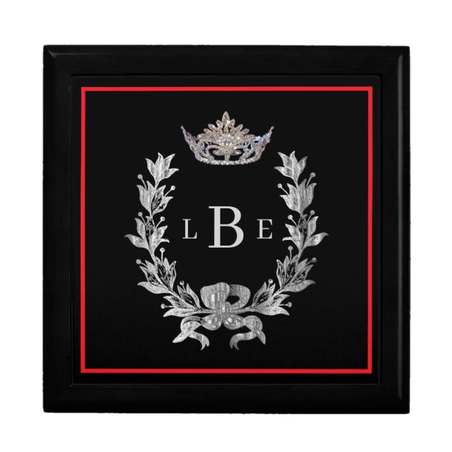 Pageant Crown Men's Women's Monogram Jewerly Box (Front)