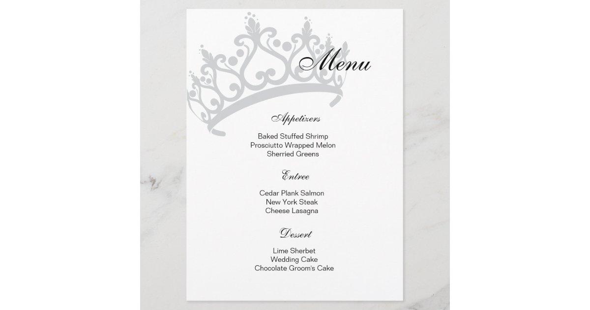 Pageant Menu Package Pageant Crown Menu Card | Zazzle