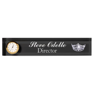 Pageant Custom Clock Desk Nameplate