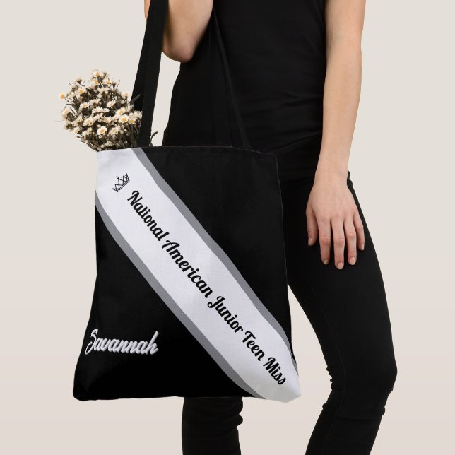 Pageant Essentials Custom Crown and Sash Tote Bag (Close Up)