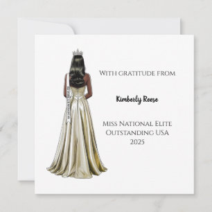 Pageant Flat Thank You Card Design Queen Portrait