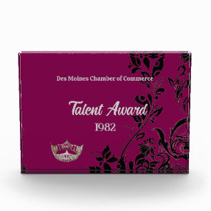 Pageant Floral Silver Crown Acrylic Award