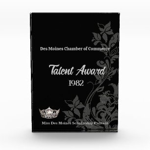 Pageant Floral Silver Crown Acrylic Award