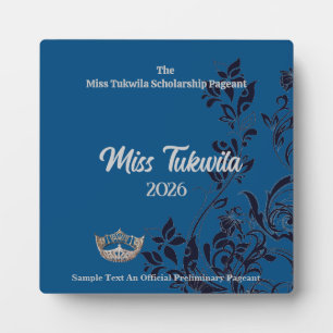 Pageant Floral Silver Crown Acrylic Award Plaque