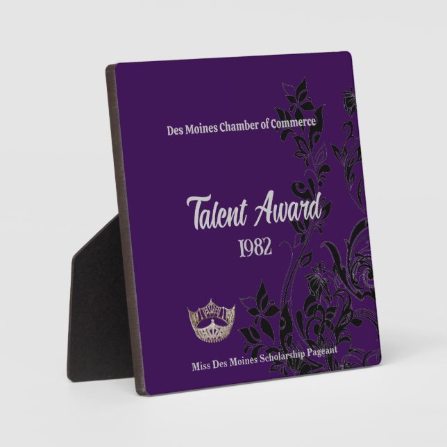Pageant Floral Silver Crown Acrylic Award Plaque (Front)