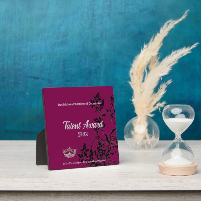 Pageant Floral Silver Crown Acrylic Award Plaque (Insitu)