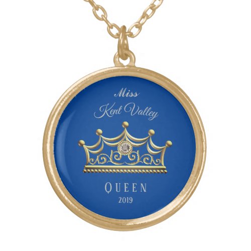 Pageant Gold Crown Necklace America USA
