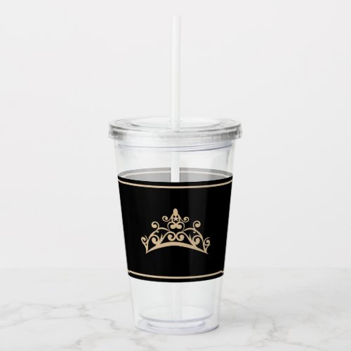 Pageant Gold Tiara Crown Acrylic Tumbler