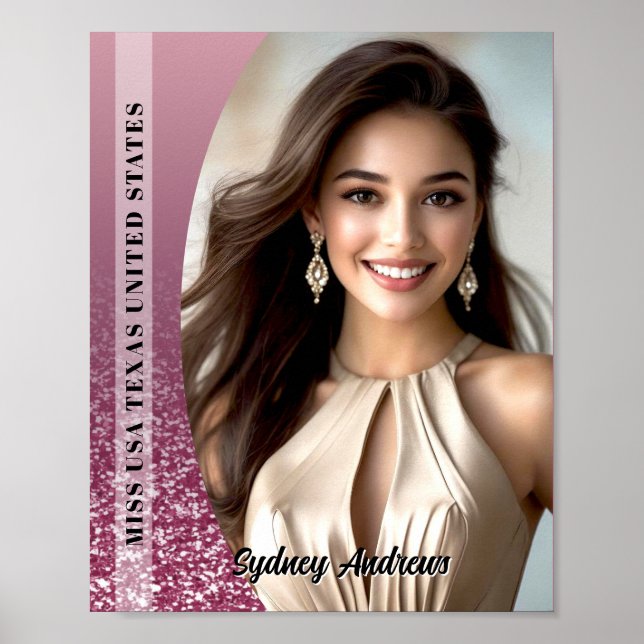 Pageant Headshot Photo Sparkling Titleholder Print (Front)