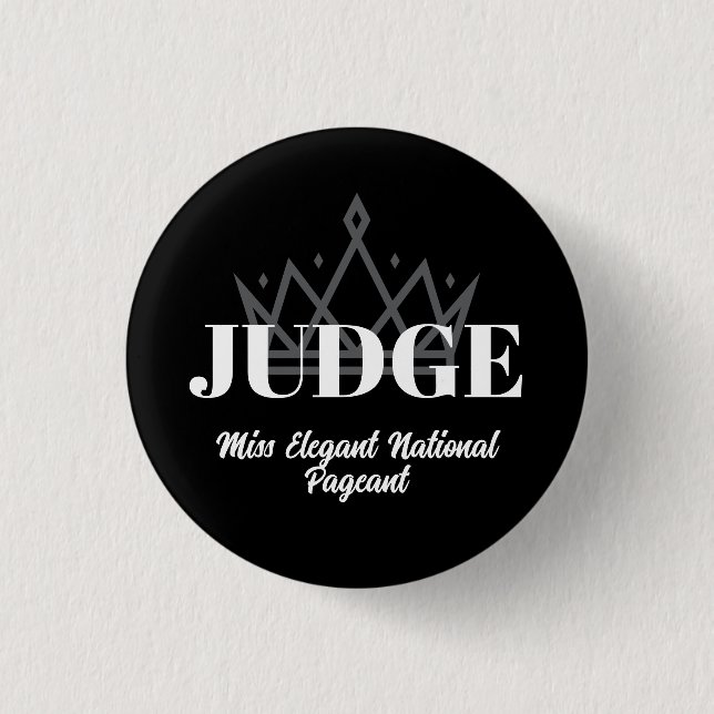 Pageant Judge Button Black Minimal Panelist Button (Front)