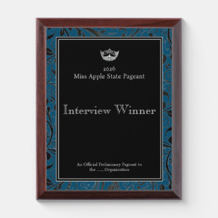 Pageant Miss America type Round Crown Award Plaque