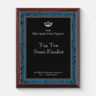Pageant Miss America type round Crown Award Plaque