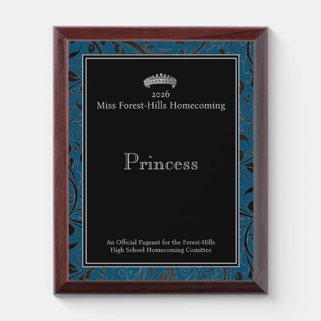 Pageant Miss Homecoming Silver Crown  Award Plaque (Vertical)